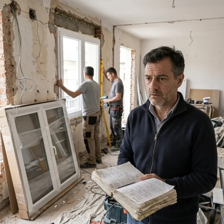Imagen ilustrativa: instaladores montando ventanas en una obra